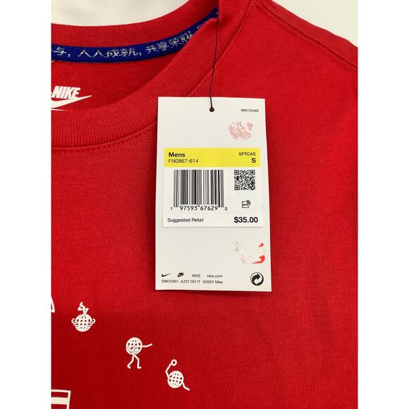 Nike Men's Small Red Team USA Premium Essentials Icon T Shirt Activewear L16-31 - Picture 5 of 10